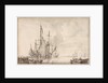 A Dutch flagship becalmed with vessels alongside by Willem Van de Velde the Younger