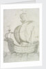 A three-masted ship under sail by Venetian School