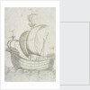 A three-masted ship under sail by Venetian School