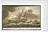 The 'Arethusa' frigate scudding under Foresail in a storm, with a view of Plymouth, and Maker Church at a distance by William Allen
