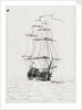 Frigate taking in studsails by Robert Pollard