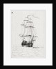 Frigate taking in studsails by Robert Pollard