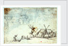 Study of men working on Mediterranean craft with studies of a warship by Abraham Casembrot