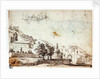 Landscape and view of village (reverse) by Abraham Casembrot