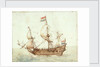 A Dutch three-masted ship under sail by Cornelis Verbeeck