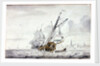 A Dutch Yacht beating out of a harbour off Kampsen by Wigerus Vitringa
