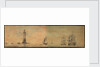 Eddystone lighthouse from the southeast, with fighting vessels by T.C. May