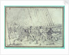 Shipboard scene of men firing canons by unknown