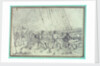 Shipboard scene of men firing canons by unknown