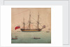 A frigate at anchor by Foreign School