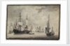 Dutch man-of-war, states yacht and distant shipping in a harbour by Charles Gore