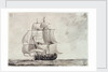 Frigate under full sail by Charles Gore