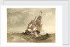 A brig in a sea with a distant coast by James Chrisholme Gooden