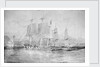 Ganges & Blanche becalmed in the swell off the Bar of Rio Augst/27 by E.E. Vidal