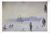 No.24 View of HMS Terror surrounded by snow walls and part of Southampton Island with an effect of sunrise, Jan 1837 by William Smyth