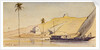 A large lateen-rigged vessel passing along the Nile by Edward Lear