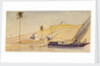 A large lateen-rigged vessel passing along the Nile by Edward Lear