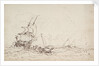 Study for a painting with 17th century shipping by Oswald Walter Brierly