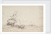 Study for a painting with 17th century shipping by Oswald Walter Brierly