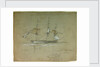 'L' Aigle' hove to and reefs in, 12 December 1841 by Oswald Walter Brierly
