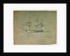 'L' Aigle' hove to and reefs in, 12 December 1841 by Oswald Walter Brierly