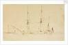 HMS 'Beagle' at anchor in a calm by Oswald Walter Brierly
