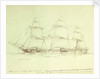 Study of HMS 'Amethyst' with notes about sail plan by William Lionel Wyllie