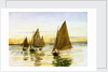 Small gaff-rigged cutters at sunset by William Lionel Wyllie