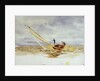 Close-hauled heeling sailing dinghy by William Lionel Wyllie