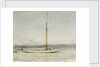 A large yacht at anchor by William Lionel Wyllie