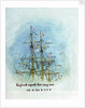Three masts and rigging showing the flag signal 'England expects that every man will do his duty', annotated by William Lionel Wyllie