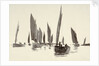 Sketch of small sailing craft with lug sails by William Lionel Wyllie