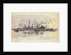 Sketch of merchant ships in port by William Lionel Wyllie