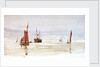 Sailing barges and a steamer, with a power station in the distance by William Lionel Wyllie