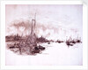 Port scene possibly London, with sailing barge and steam vessels by William Lionel Wyllie