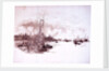 Port scene possibly London, with sailing barge and steam vessels by William Lionel Wyllie