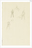 Three slight sketches of figures making flag signals by William Lionel Wyllie