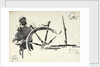 Sketch of seaman steering by William Lionel Wyllie