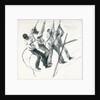 Sketch of four seamen pulling on ropes, loading coal? by William Lionel Wyllie