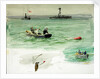Sailors in a rowing boat retrieving an object from the sea by William Lionel Wyllie