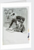 Radio operator and officer in radio room annotated with names and addresses of subjects, with the same image outlined on reverse by William Lionel Wyllie