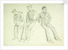 Sketch of three ratings relaxing, numbered (ix) by William Lionel Wyllie