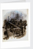 London Bridge with figures and traffic by William Lionel Wyllie