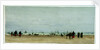 Beach scene with figures, donkey and cart, and small sailing vessels in the sea by William Lionel Wyllie