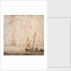Weyschuit and other shipping near a rocky coast by Willem van de Velde the Elder