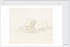 A rock with a galley near it by Willem van de Velde the Elder