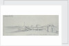 The beach at Hythe with a 'boat' hut, boats drawn up and line of Martello Towers in the distance, 2 October 1830 by Edward William Cooke