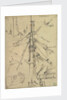 Rigging and other details probably relating to 951; including the main mast head, rudder tackle, anchor and flag by Edward William Cooke