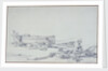 A beached boat (No.30) in Catalan Bay, Gibraltar, with three recumbent figures and one fisherman mending nets by Edward William Cooke