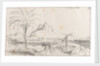 A rough sketch of a harbour with a mule working a well, and a hill and castle behind, possibly Alicante by Edward William Cooke